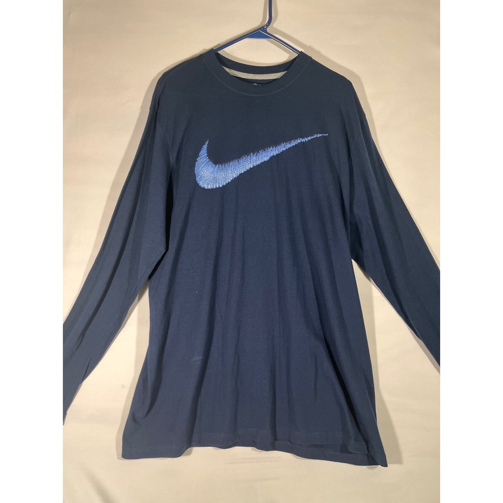 Nike Athletic Dept Long Sleeve Tee Men 2XL Navy Graphic Swoosh Retro Gym Train